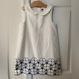 Janie and Jack White Dress with Navy Floral Trim
